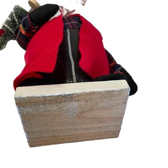 Santa Clause With Red Jacket Faux Glasses Carrying a Tree Wood Body Shoes On Pla - Picture 3 of 13